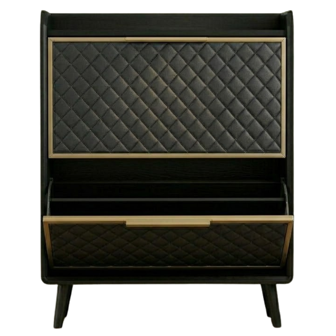 Shoe Storage Unit with Flip Drawers and Padded Panels