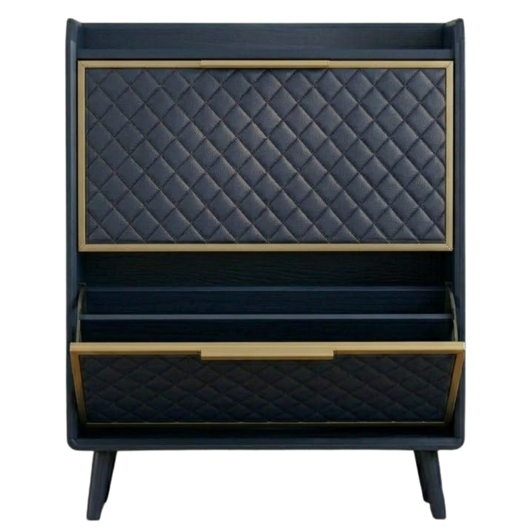 Shoe Storage Unit with Flip Drawers and Padded Panels