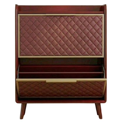 Shoe Storage Unit with Flip Drawers and Padded Panels