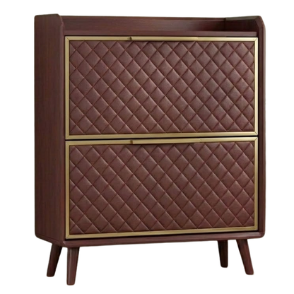 Shoe Storage Unit with Flip Drawers and Padded Panels