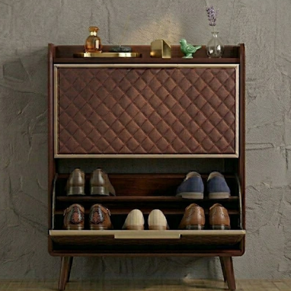 Shoe Storage Unit with Flip Drawers and Padded Panels
