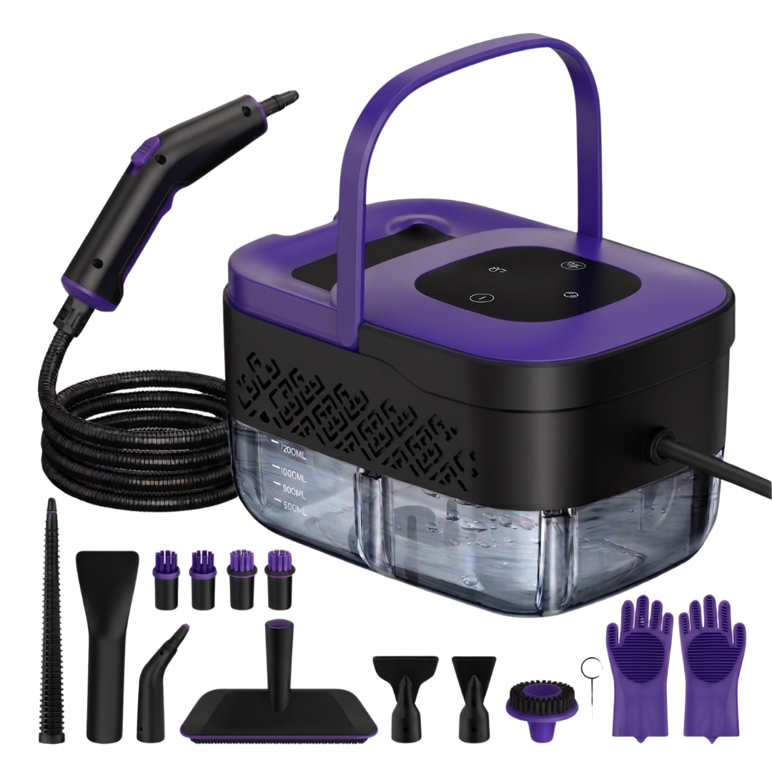 1500W Steam Cleaner with 1.25L Tank and Multiple Accessories