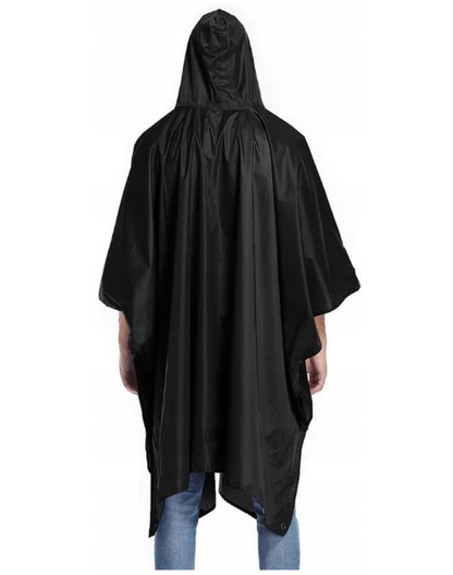 Versatile Hooded Rain Poncho with Carrying Pouch
