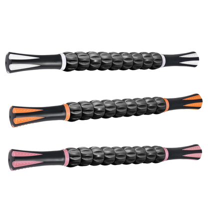 9-Roller Muscle Massage Stick with Textured Grip Handles