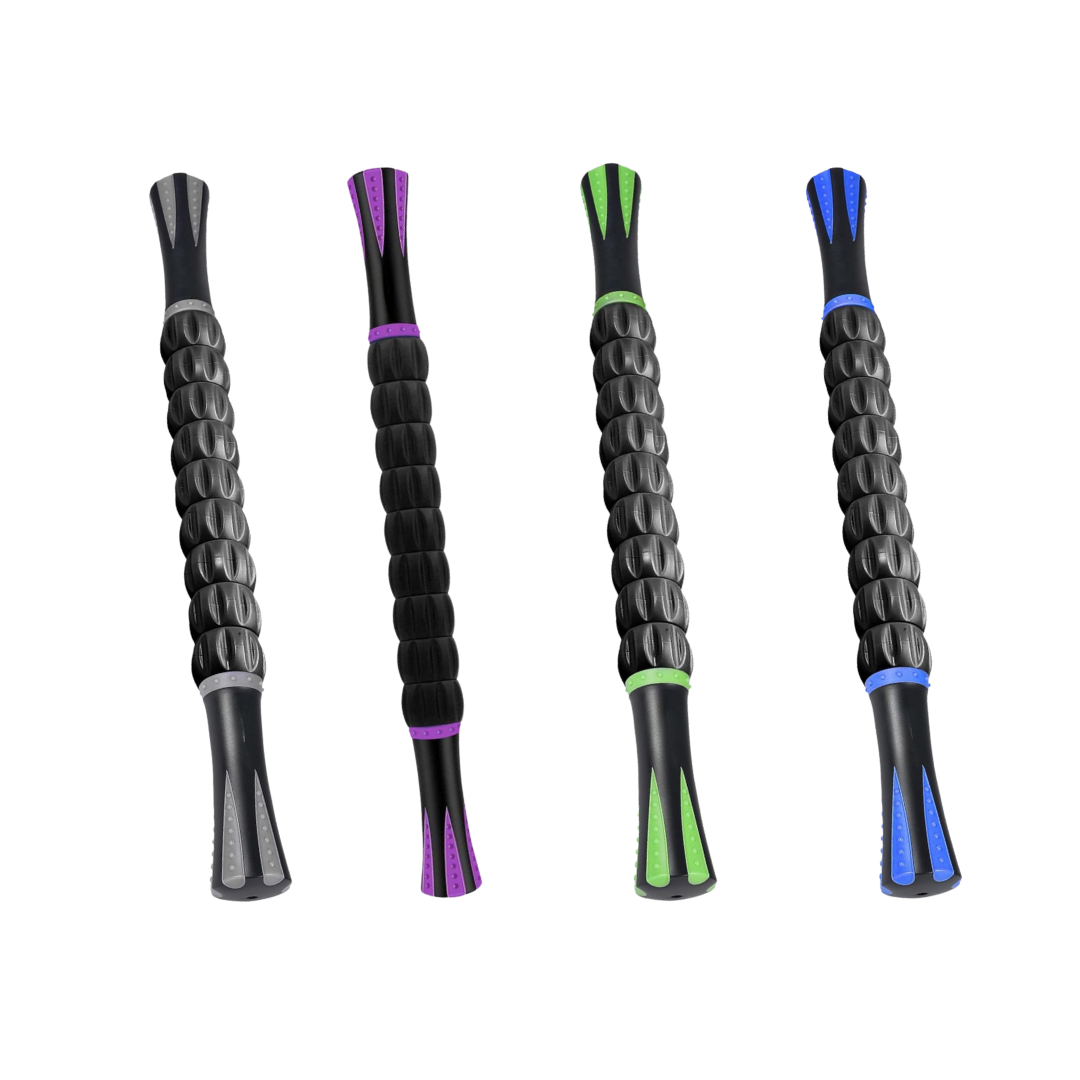 9-Roller Muscle Massage Stick with Textured Grip Handles