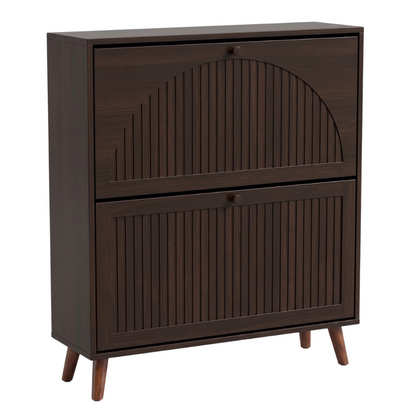 Shoe Storage Organizer with Two Flip Drawers and Upper Shelf