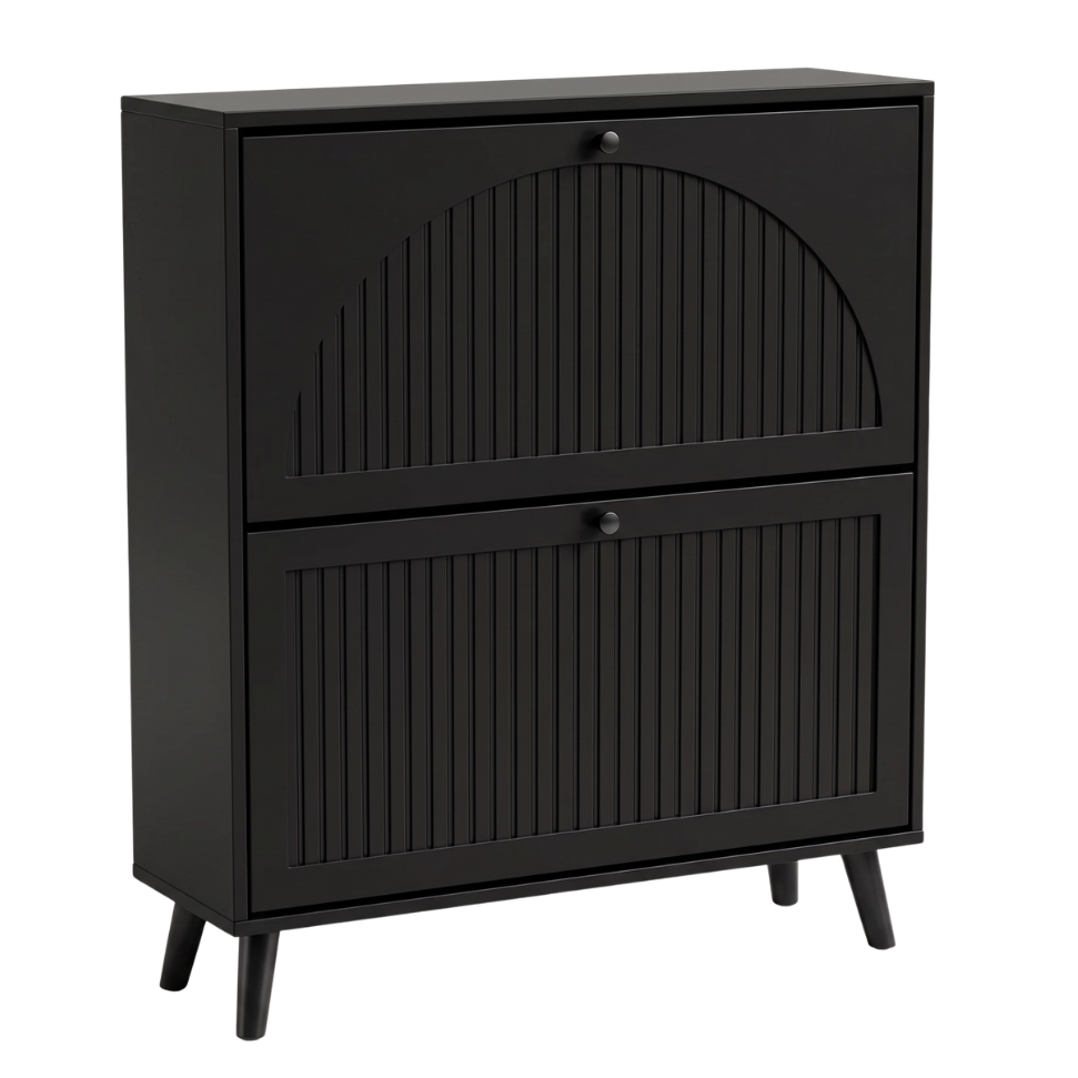 Shoe Storage Organizer with Two Flip Drawers and Upper Shelf