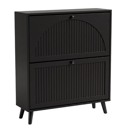 Shoe Storage Organizer with Two Flip Drawers and Upper Shelf