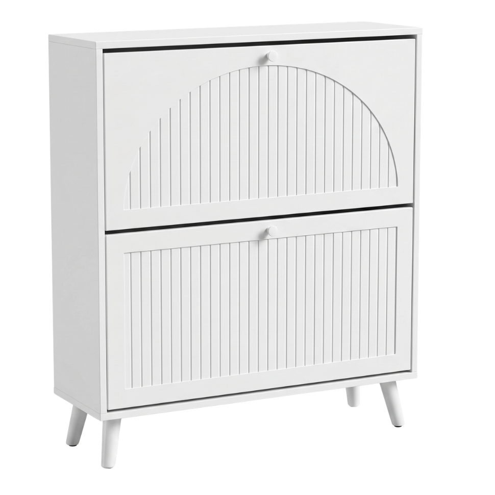 Shoe Storage Organizer with Two Flip Drawers and Upper Shelf