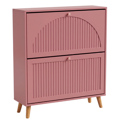 Shoe Storage Organizer with Two Flip Drawers and Upper Shelf