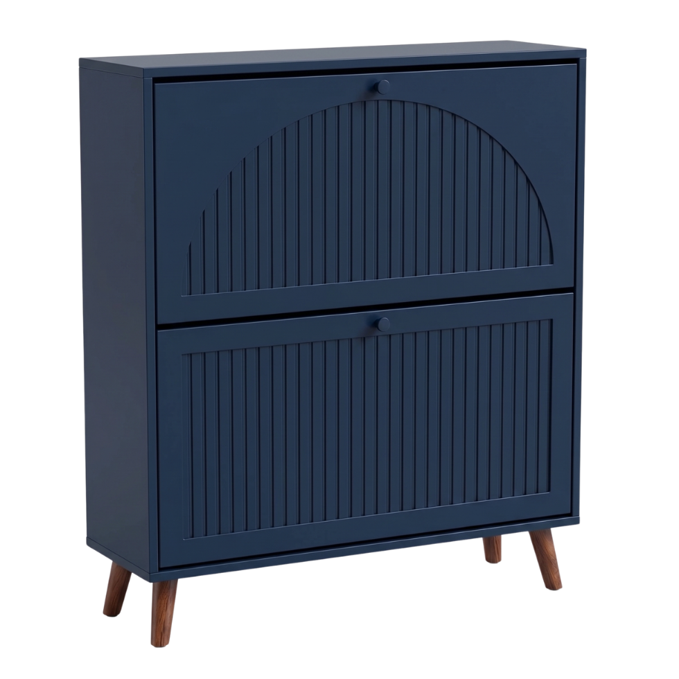 Shoe Storage Organizer with Two Flip Drawers and Upper Shelf