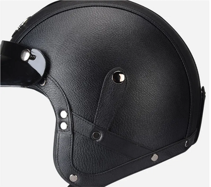 Vintage Open-Faced Motorcycle Helmet with Adjustable Goggles