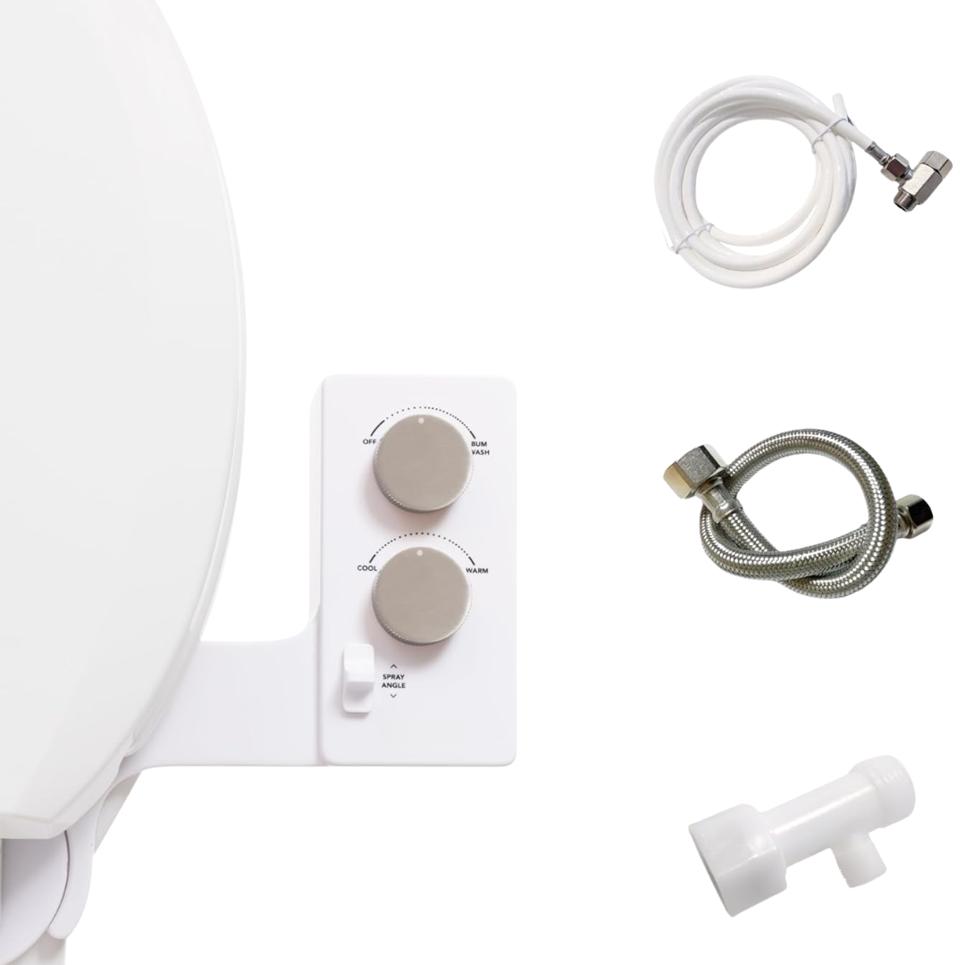 Adjustable Spray Control Bidet Attachment for Toilet Seat - No Electricity