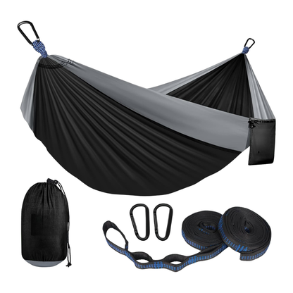 Adjustable Strap Nylon Hammock for Camping with 2 Carabiners