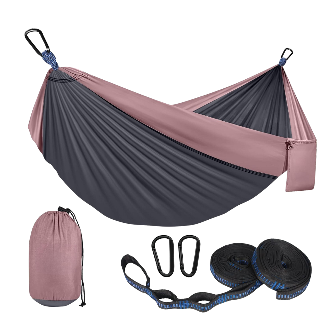 Adjustable Strap Nylon Hammock for Camping with 2 Carabiners