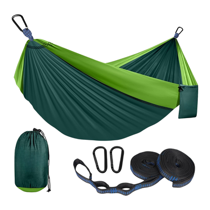 Adjustable Strap Nylon Hammock for Camping with 2 Carabiners