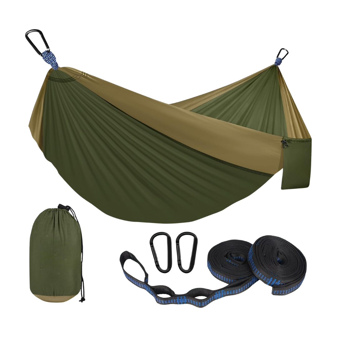 Adjustable Strap Nylon Hammock for Camping with 2 Carabiners