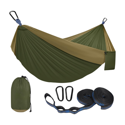 Adjustable Strap Nylon Hammock for Camping with 2 Carabiners