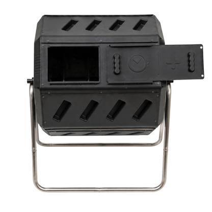 Dual Chamber Rotating Compost Bin 140L with Octagonal Steel Frame