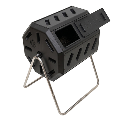 Dual Chamber Rotating Compost Bin 140L with Octagonal Steel Frame