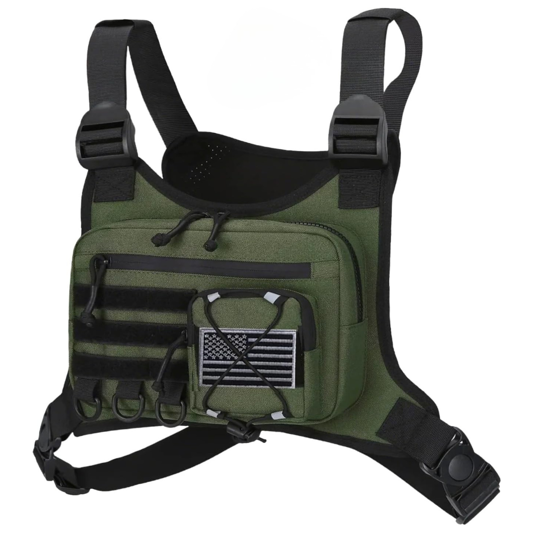 Adjustable Strap Chest Bag for Outdoor Use with Zipper Pocket