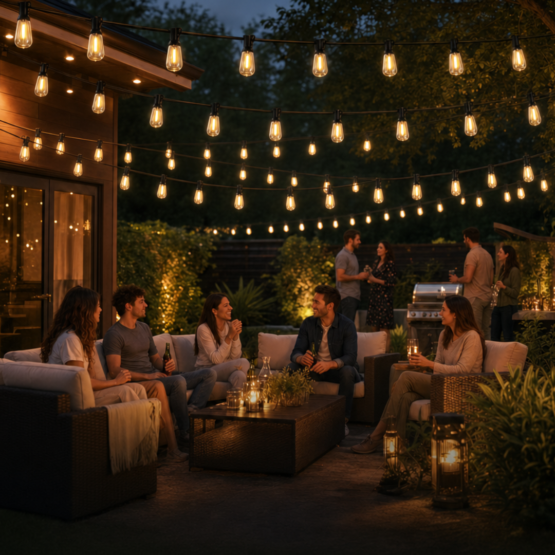 Waterproof Patio String Lights with Dimmable LED – Outdoor Set