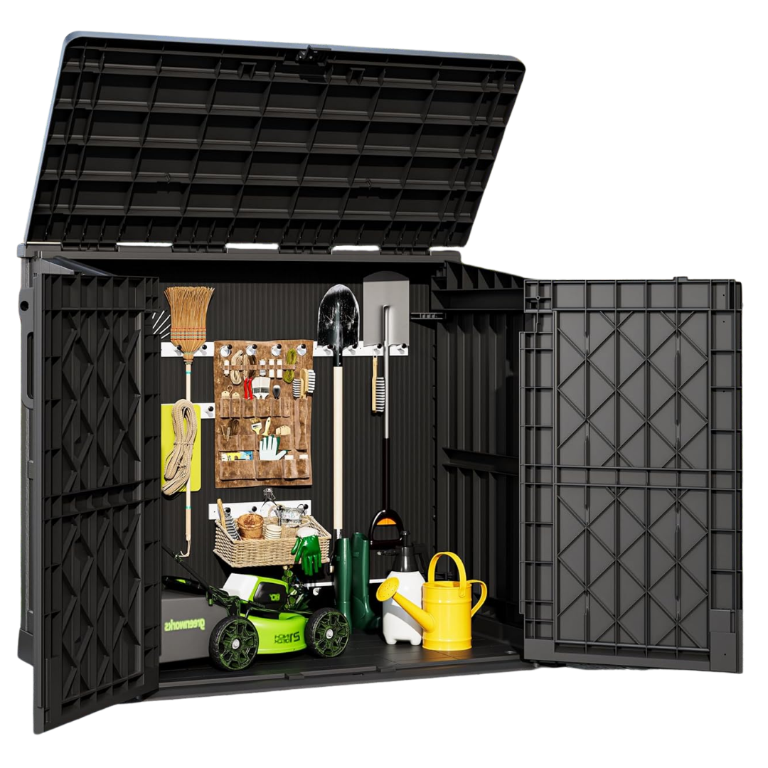 Lockable Door Resin Shed for Outdoor Storage - 36 Cubic Feet