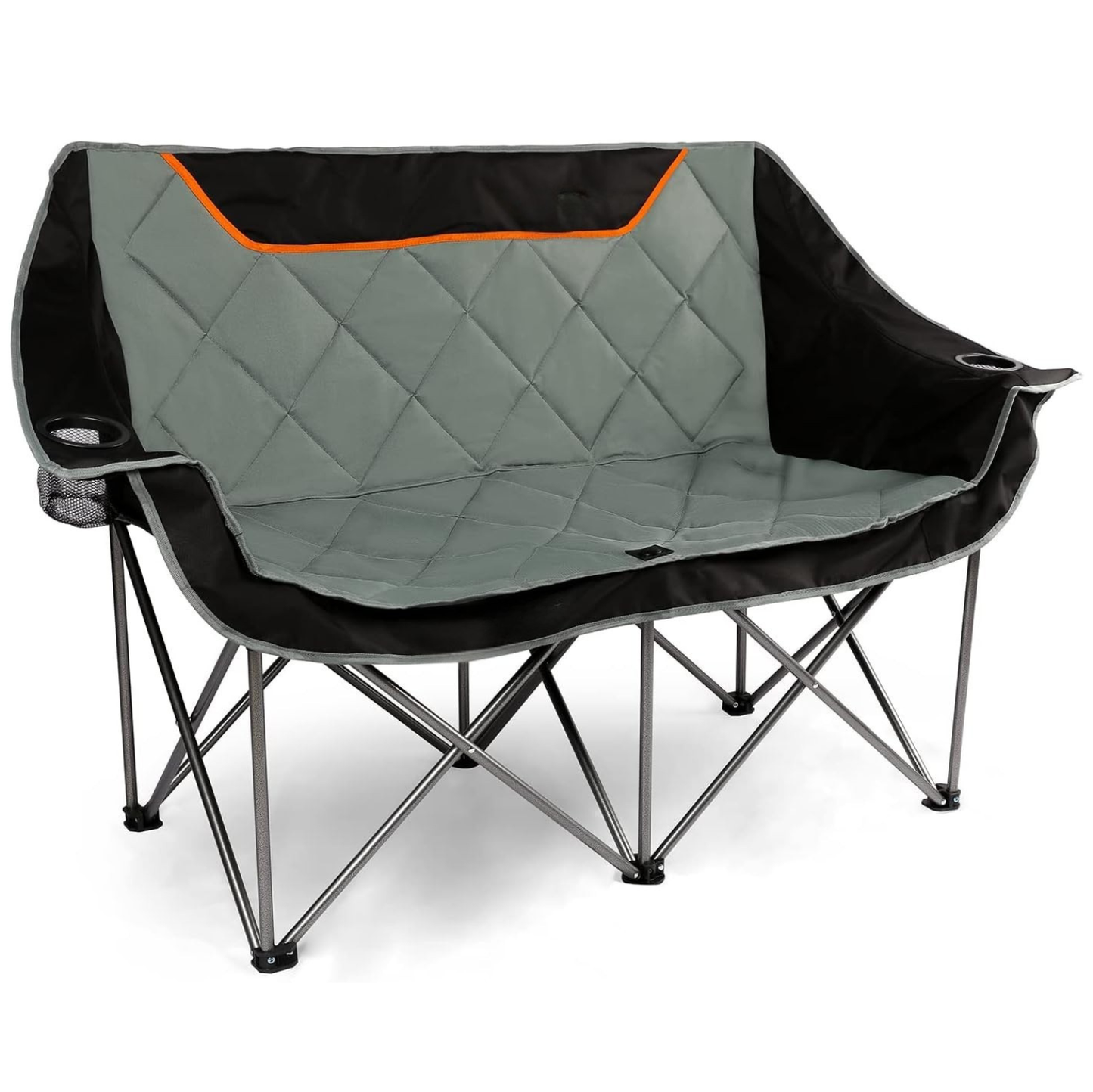 Folding Camping Loveseat Chair with Cup Holders, 650 lbs Capacity