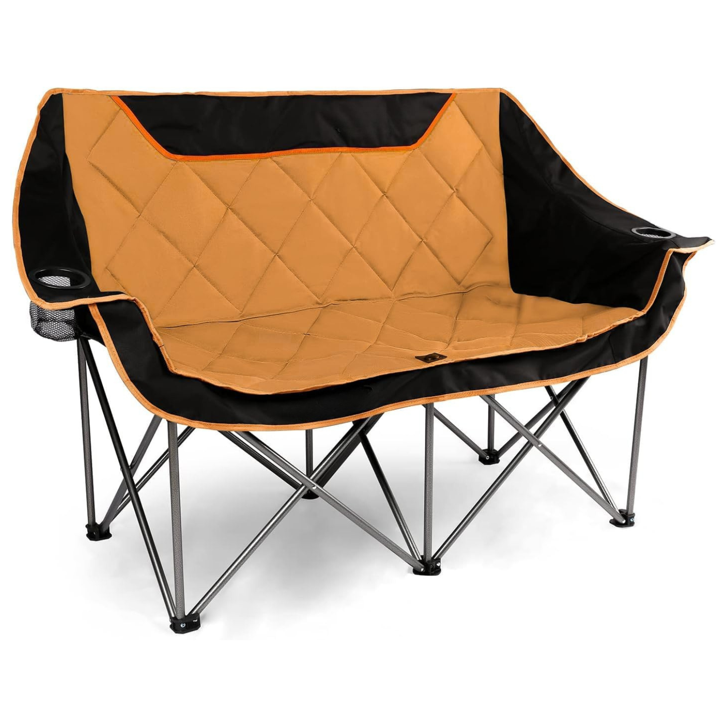 Folding Camping Loveseat Chair with Cup Holders, 650 lbs Capacity
