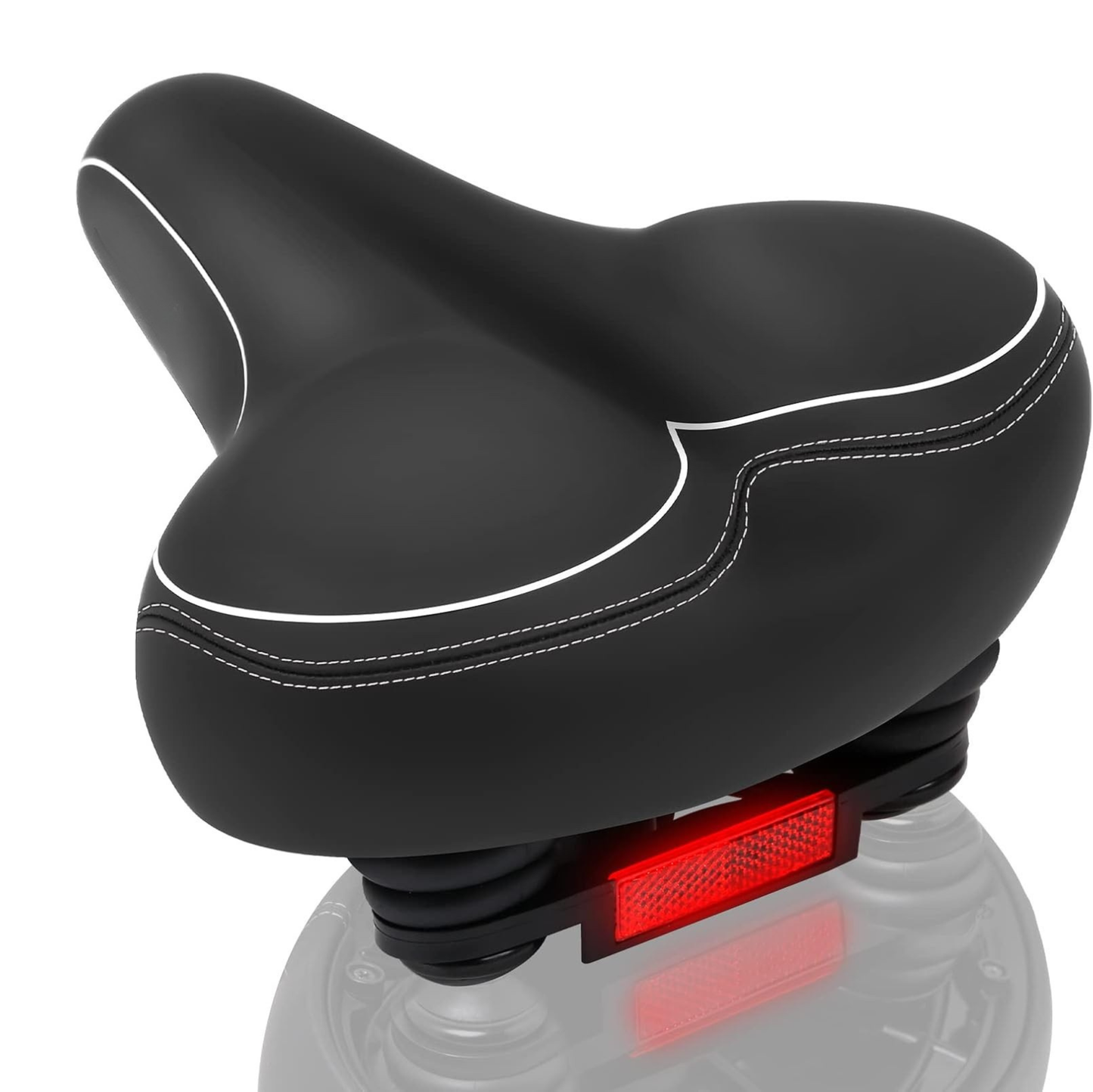 Wide Saddle Bike Seat with Reflective Strip – Water-Resistant Design