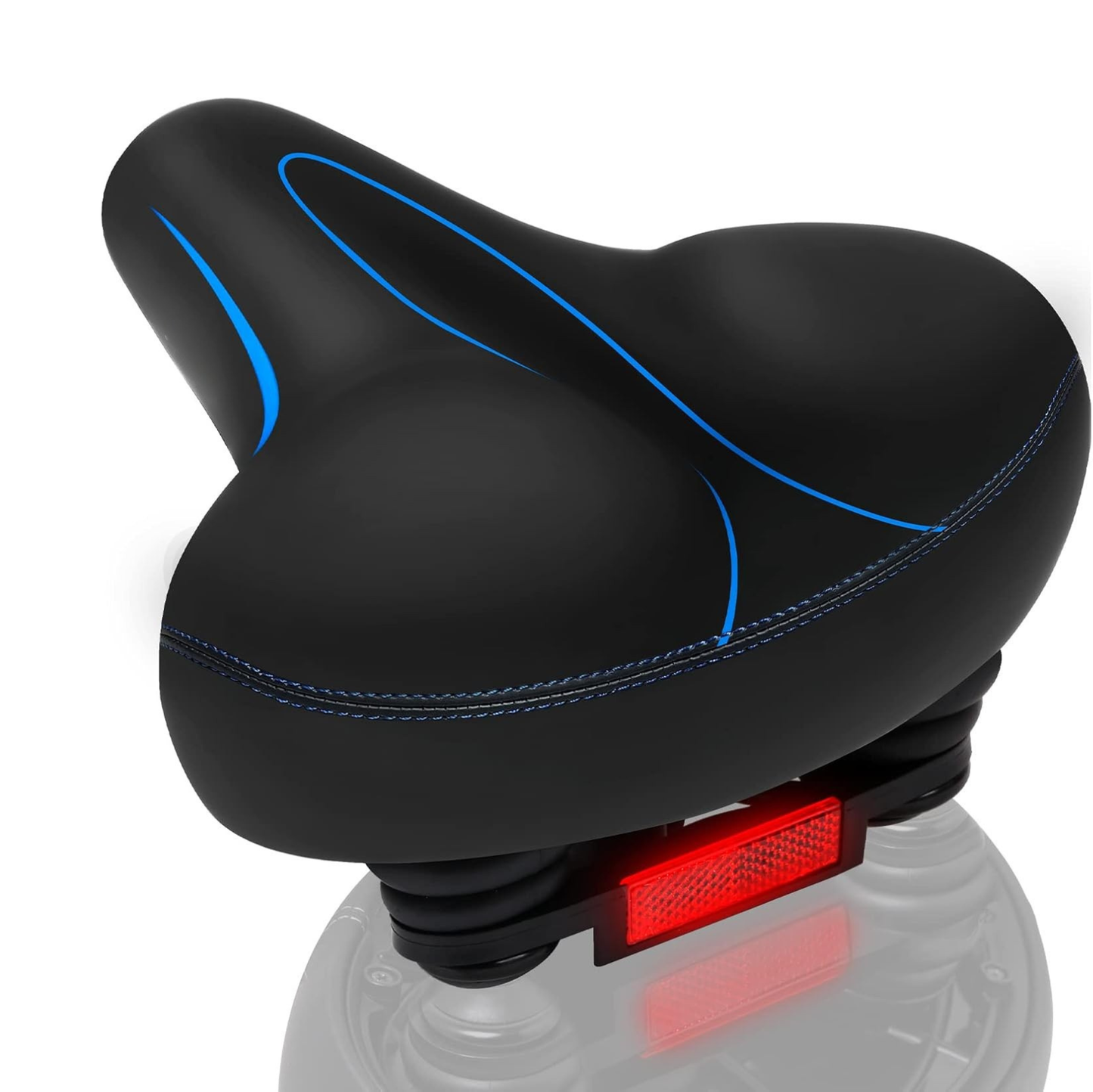 Wide Saddle Bike Seat with Reflective Strip – Water-Resistant Design