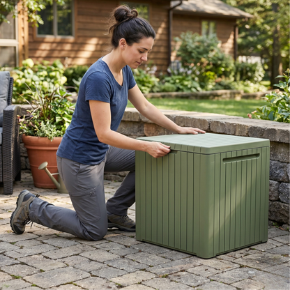 Resin Deck Box for Patio Storage with Hinged Lid