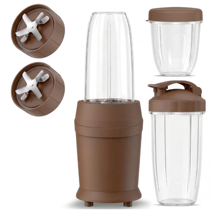 Compact Blender Set with 3 Cups and Dual 6-Blade System for Smoothies