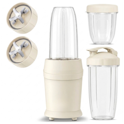 Compact Blender Set with 3 Cups and Dual 6-Blade System for Smoothies