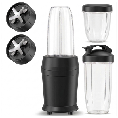 Compact Blender Set with 3 Cups and Dual 6-Blade System for Smoothies