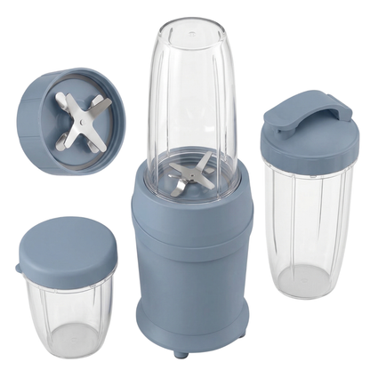 Compact Blender Set with 3 Cups and Dual 6-Blade System for Smoothies