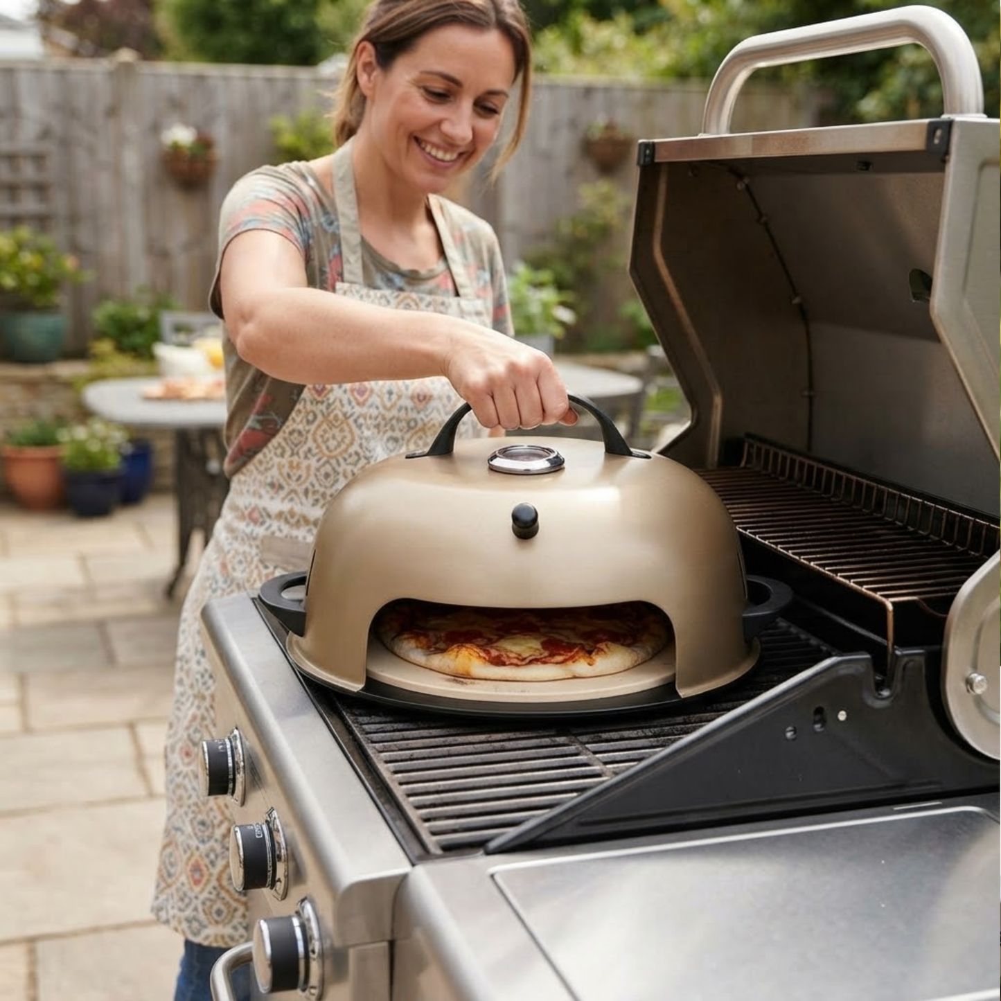 Grill Top Pizza Oven with Ceramic Stone for 12-Inch Pizzas