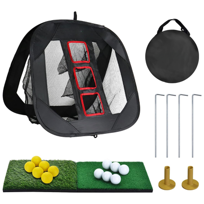 Golf Chipping Target Net Set with Mats, Balls, and Carry Bag