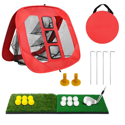 Golf Chipping Target Net Set with Mats, Balls, and Carry Bag