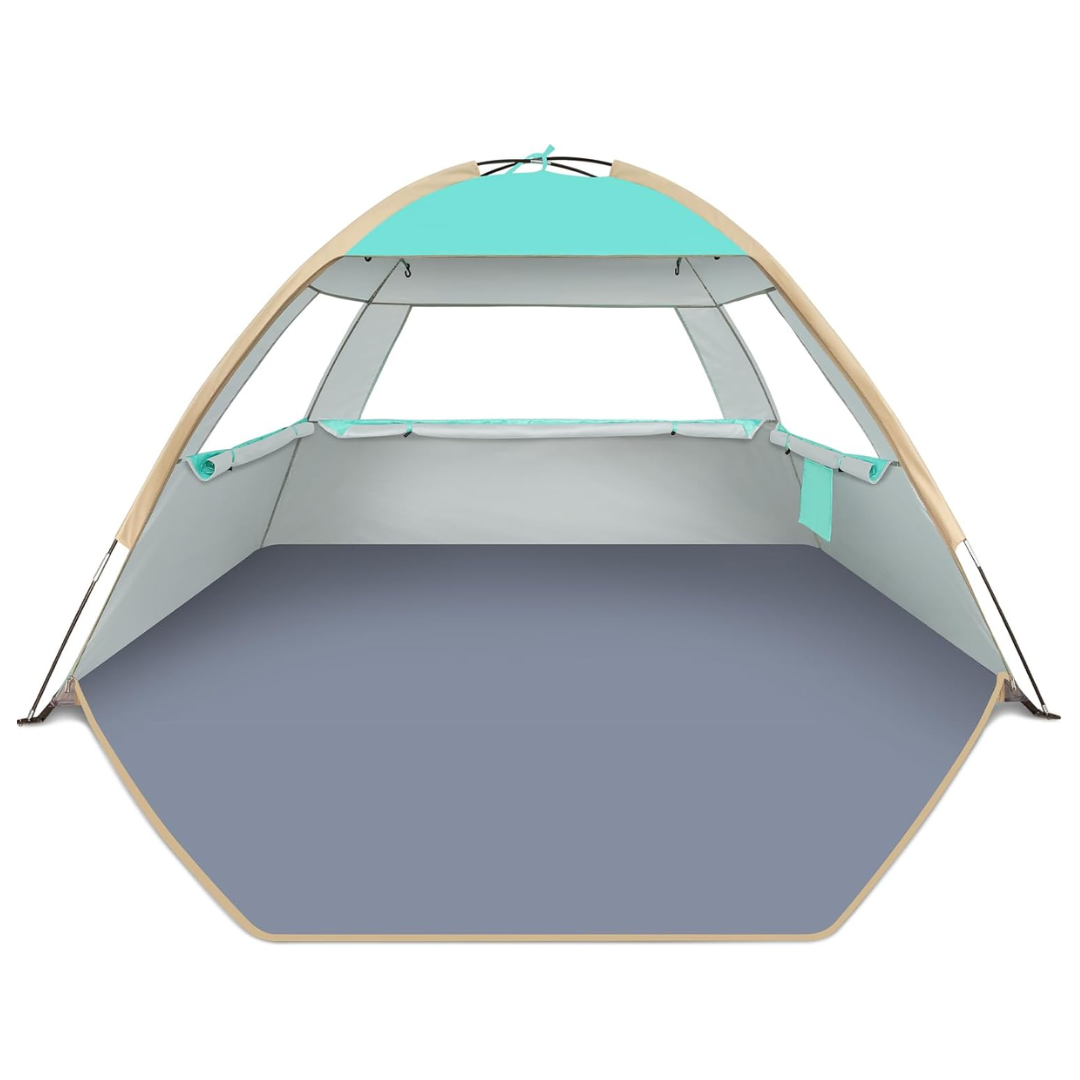 Beach Shade Canopy with Three Mesh Panels and Carrying Bag