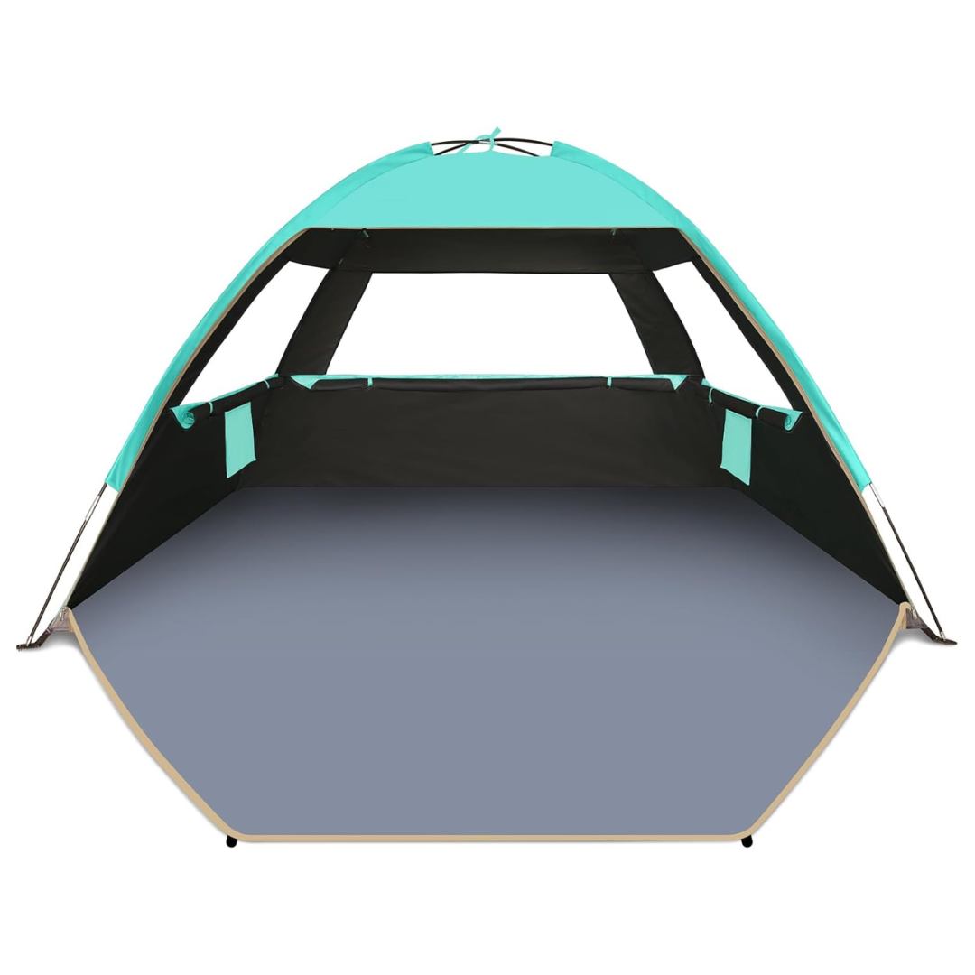 Beach Shade Canopy with Three Mesh Panels and Carrying Bag