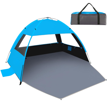 Beach Shade Canopy with Three Mesh Panels and Carrying Bag