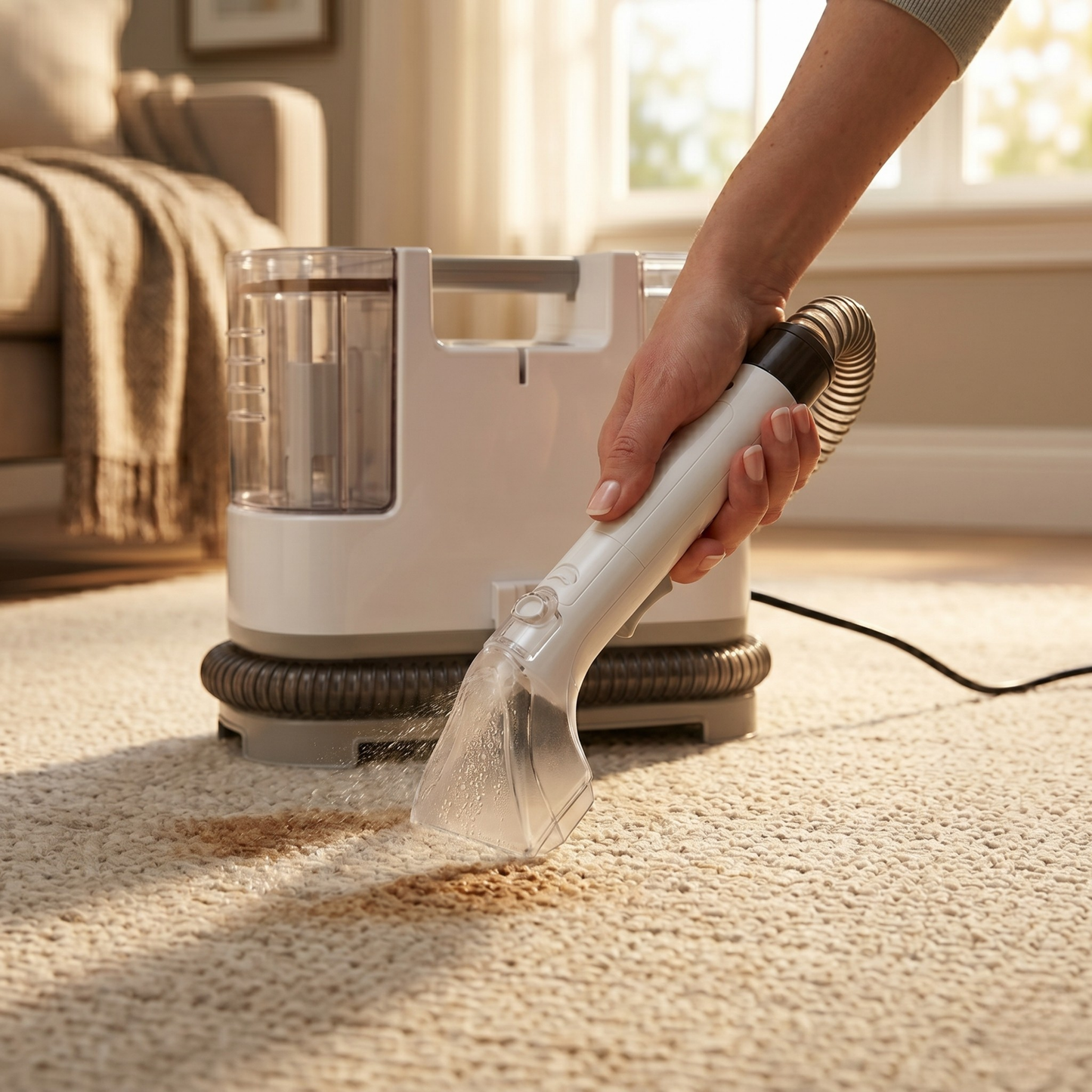Compact Carpet Cleaning Machine with Dual Water Tank System