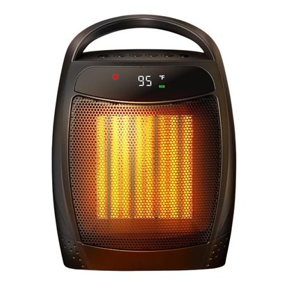 Compact Ceramic Heater with Thermostat, Fan Function, and Safety Shutoff