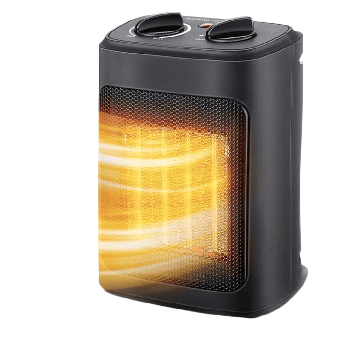 Electric Space Heater with Thermostat and Fan Feature, Portable, Black