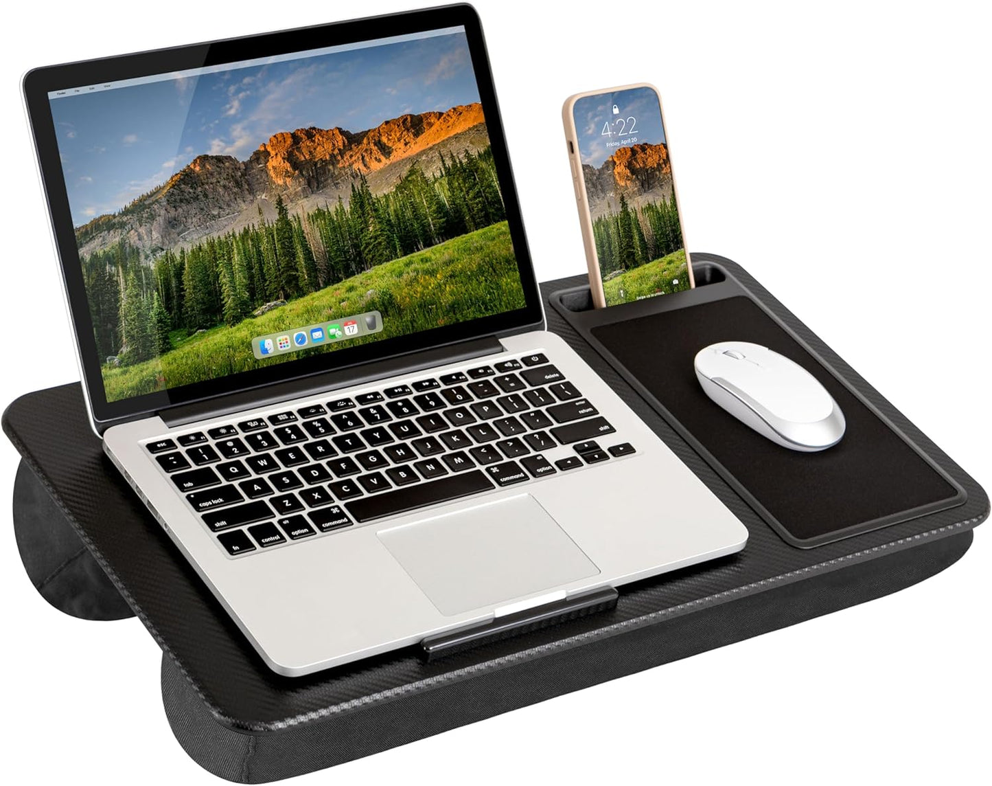 Lap Desk for Home Office, Includes Mouse Pad, Cushion, and Phone Holder
