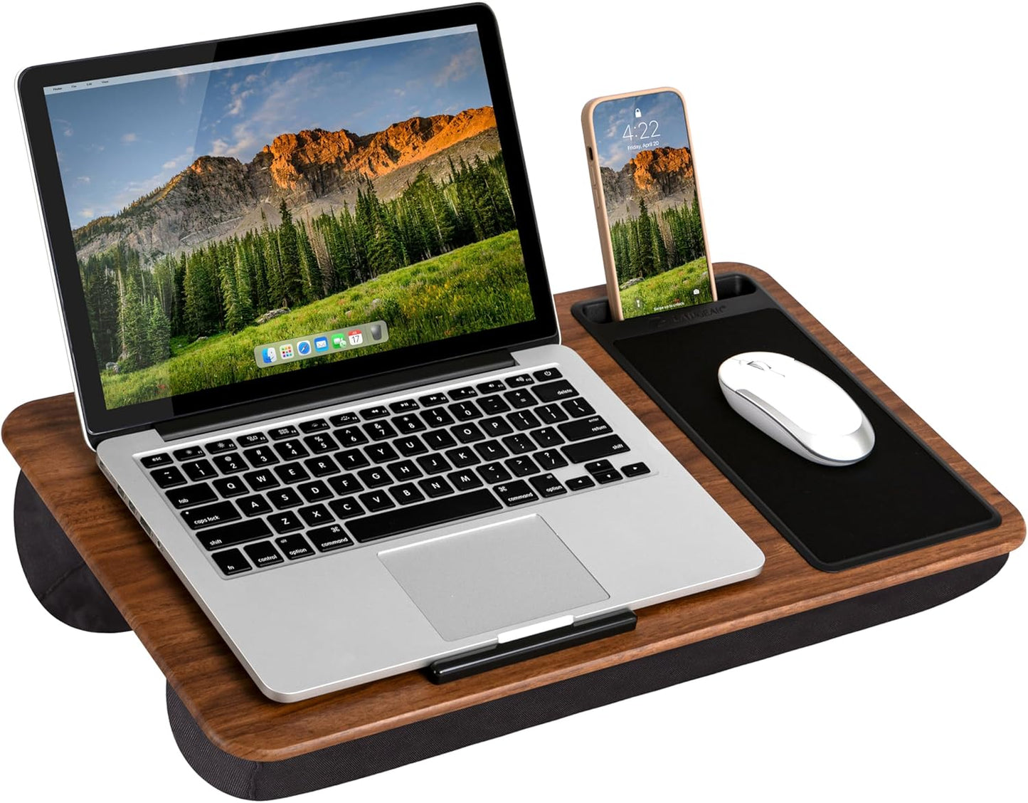 Lap Desk for Home Office, Includes Mouse Pad, Cushion, and Phone Holder