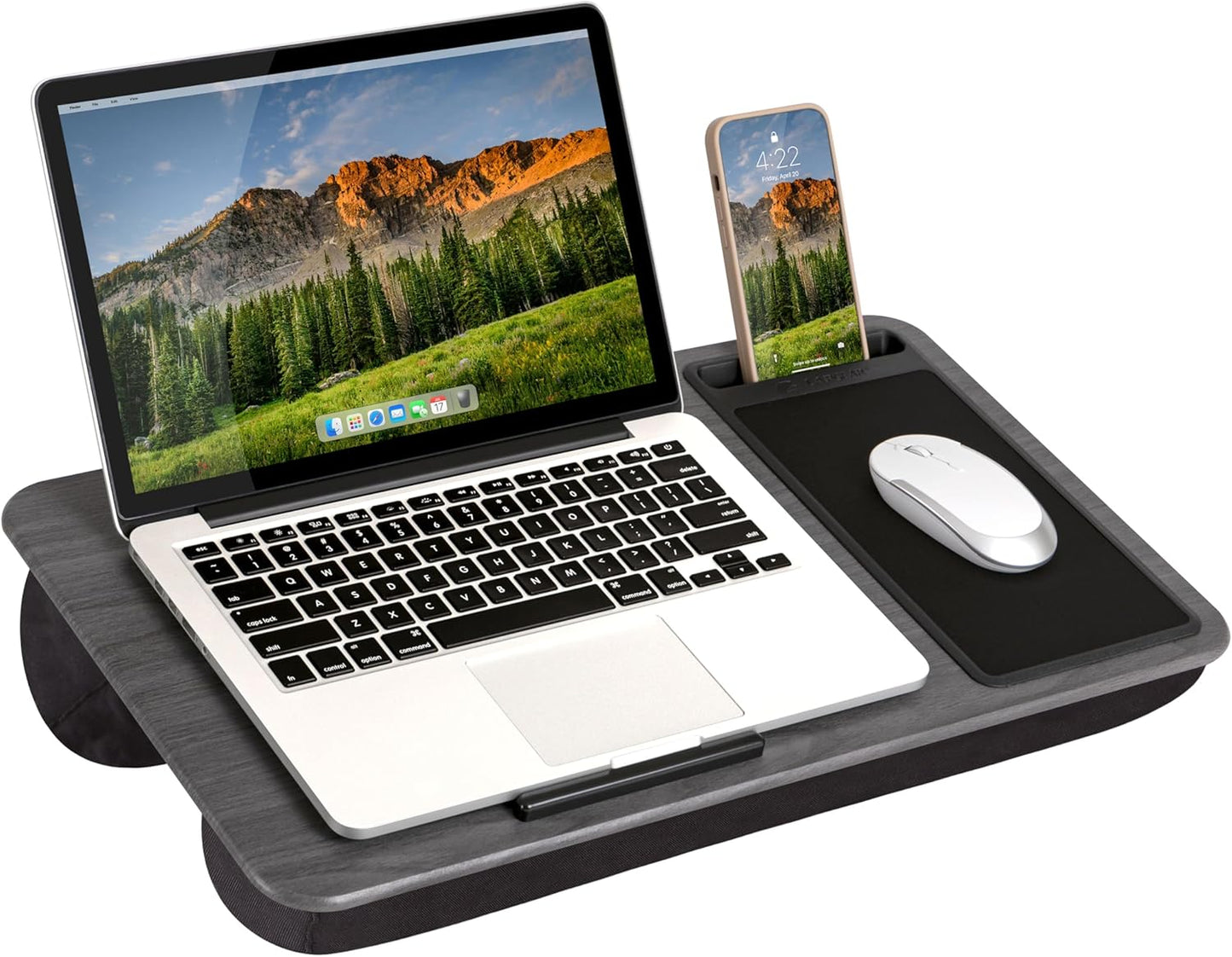 Lap Desk for Home Office, Includes Mouse Pad, Cushion, and Phone Holder