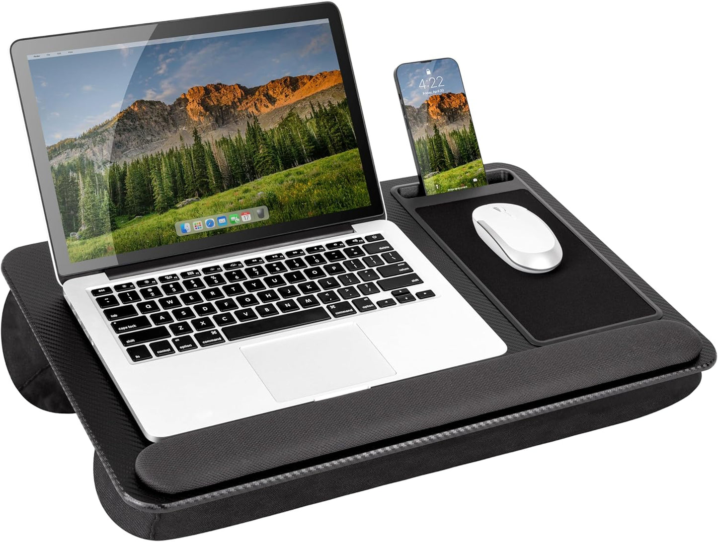 Lap Desk for Home Office, Includes Mouse Pad, Cushion, and Phone Holder