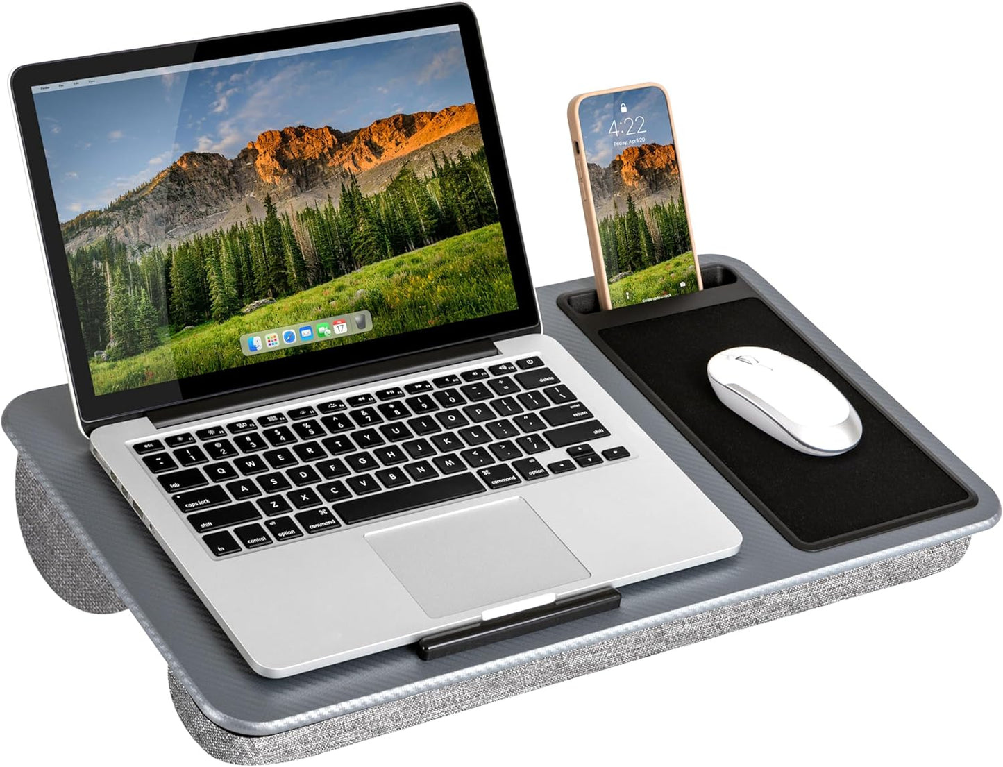 Lap Desk for Home Office, Includes Mouse Pad, Cushion, and Phone Holder